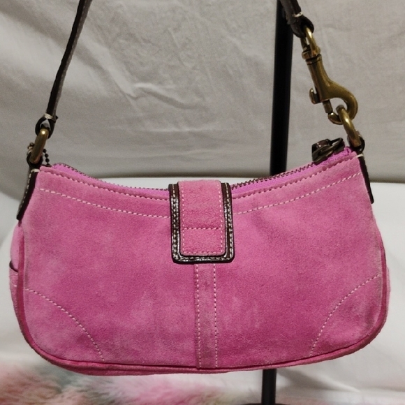 Authentic Coach Vintage Y2K Pink Suede Leather Mini Bag W Brush & Bags - Picture 7 of 15
